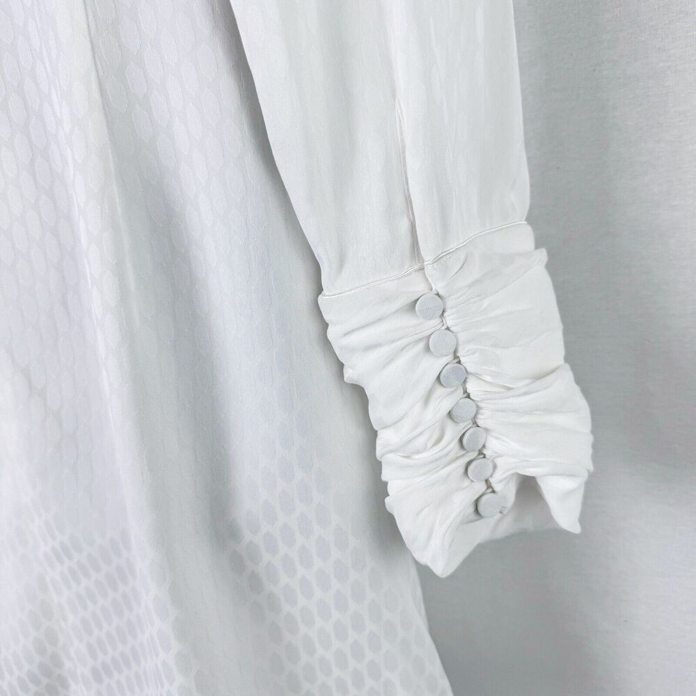ALEXIS Lindon White Jacquard Shirt Mini Dress Long Sleeve Cocktail Bridal Large - Picture 4 of 8